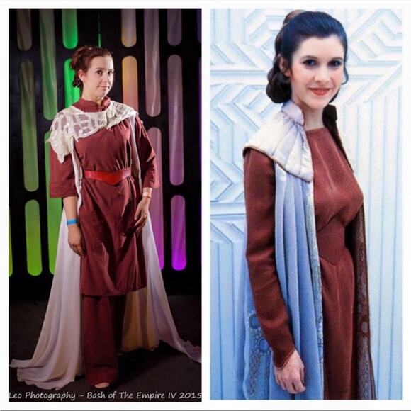 Burgundy Princess Leia cosplay jumpsuit & robe - Picture 1 of 16